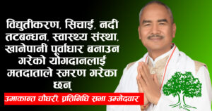 विकासका अधुरा काम पुरा गर्नु संसदमा मेरो प्रतिनिधित्व आवश्यक : उमाकान्त चौधरी विकासका अधुरा काम पुरा गर्नु संसदमा मेरो प्रतिनिधित्व आवश्यक : उमाकान्त चौधरी