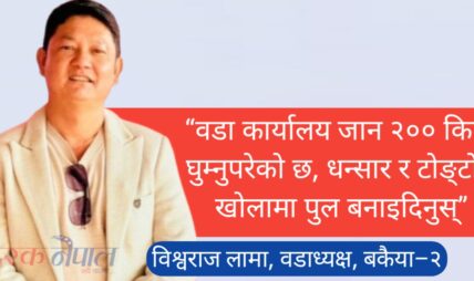 बकैया–२ का वडाध्यक्ष विश्वराजको सरकारसमक्ष गुहार : “वडा कार्यालय जान २०० किमी घुम्नुपरेको छ, धन्सार र टोङ्टोङ खोलामा पुल बनाइदिनुस्”