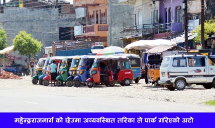 बजार क्षेत्रमा अव्यवस्थित अटो पार्किङ : निजगढ नगरपालिकाको बेवास्ताले निम्त्याउन सक्छ ठूलो दुर्घटना
