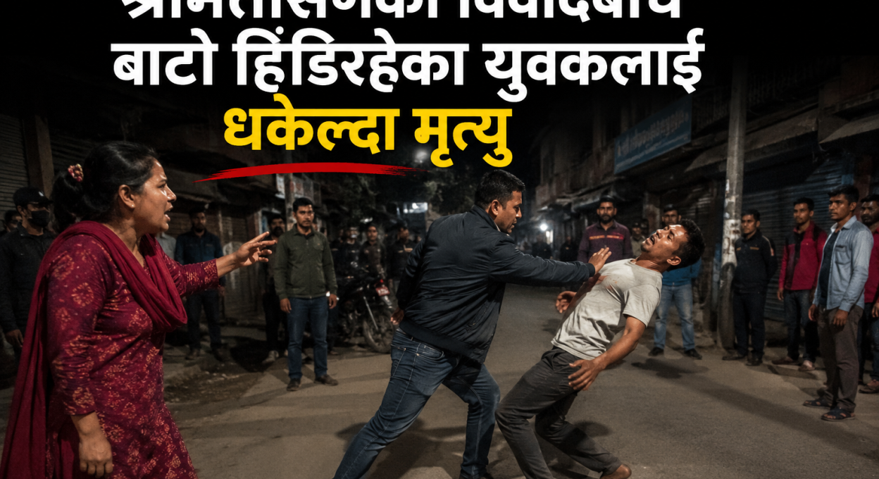 श्रीमतीसँगको विवादबीच बाटो हिँडिरहेका युवकलाई धकेल्दा मृत्यु